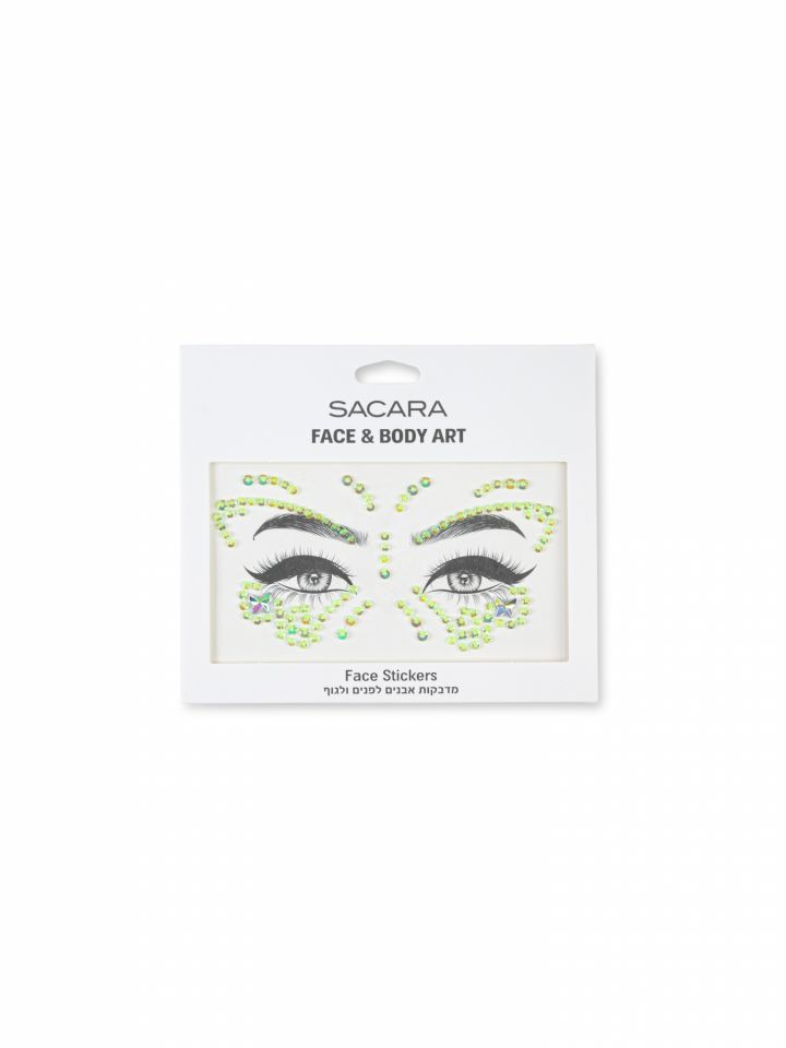 מדבקת פנים אבנים בצבע ירוק צורת פרפר