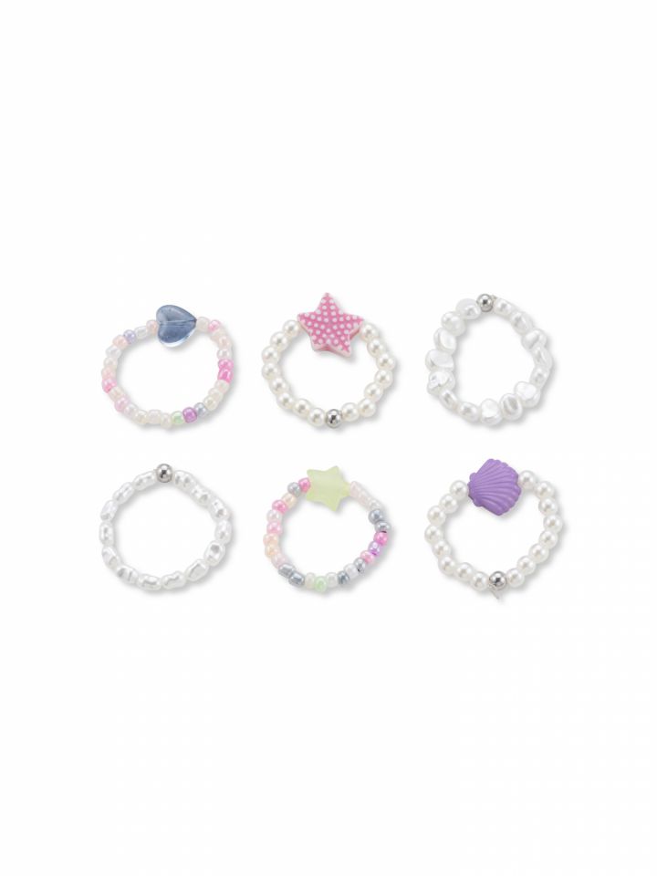 סט 6 טבעות פנינים