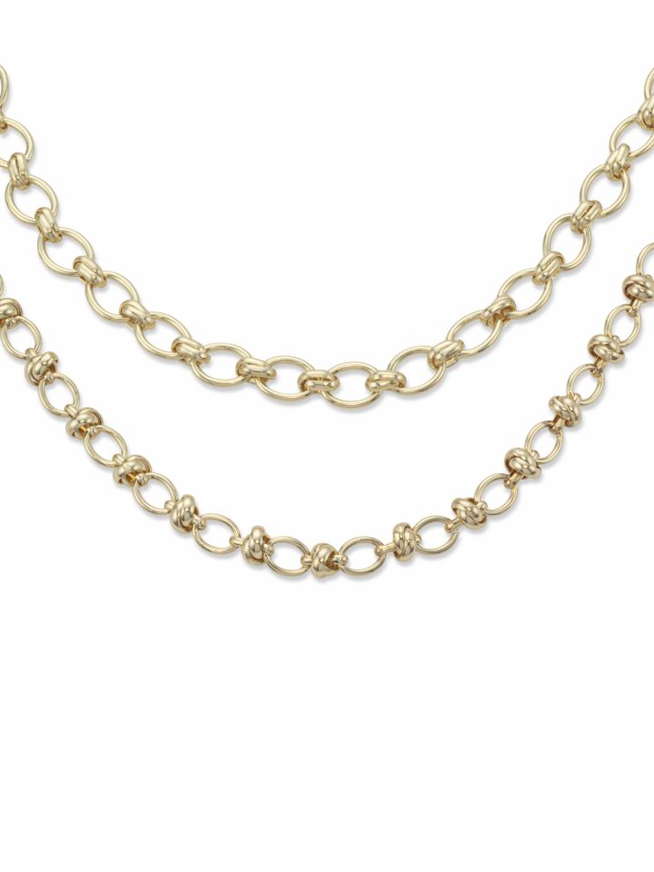 סט 2 שרשראות לולאות- זהב 01