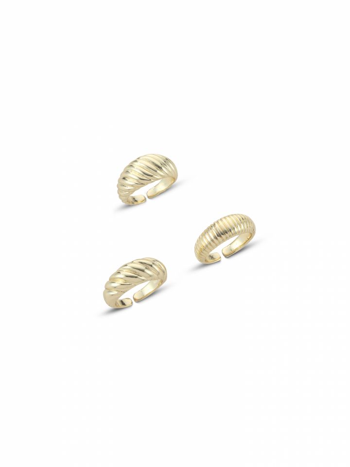 סט 3 טבעות צ’אנקי בציפוי זהב 14 קראט
