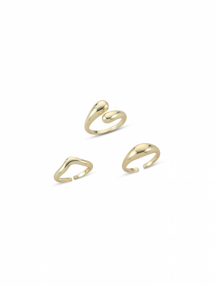 סט 3 טבעות בציפוי זהב 14 קראט