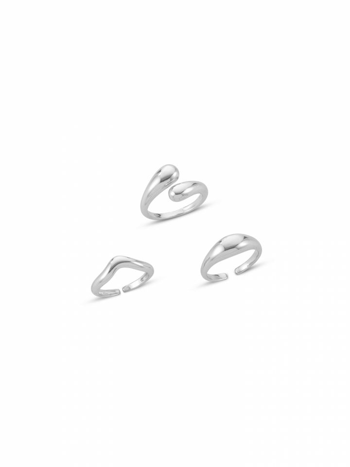 סט 3 טבעות כסף בציפוי רודיום