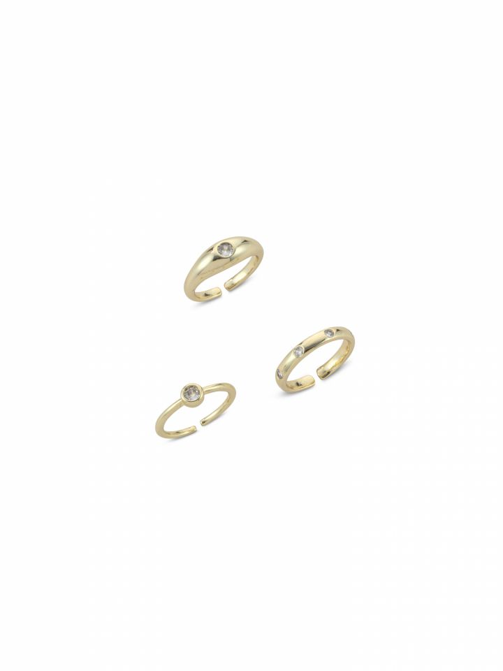 סט 3 טבעות בציפוי זהב 14 קראט