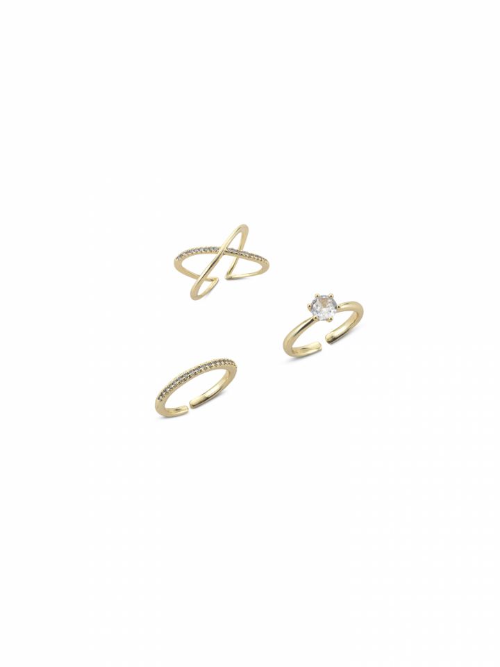 סט 3 טבעות בציפוי זהב 14 קראט