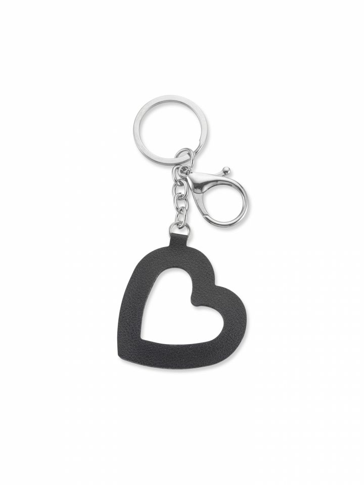 מחזיק מפתחות בצורת לב שחור דמוי עור
