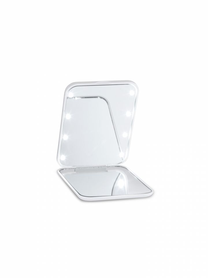 מראת כיס עם תאורת לד- ורוד