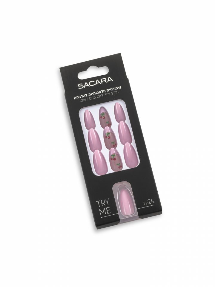 ציפורניים מלאכותיות - פרנץ ורוד דובדבנים שקד