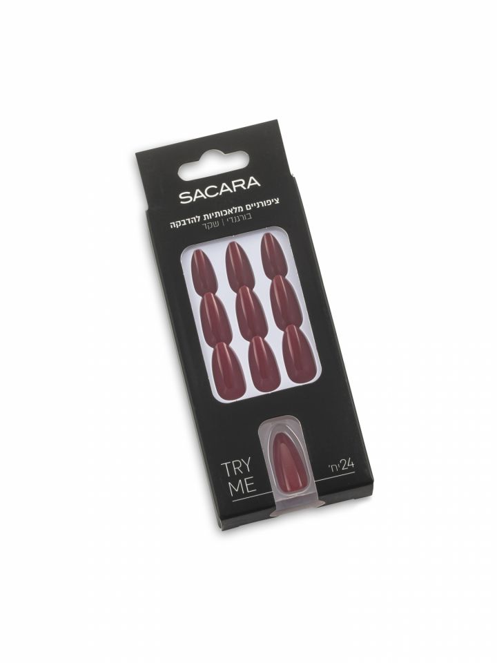 ציפורניים מלאכותיות - בורגנדי שקד