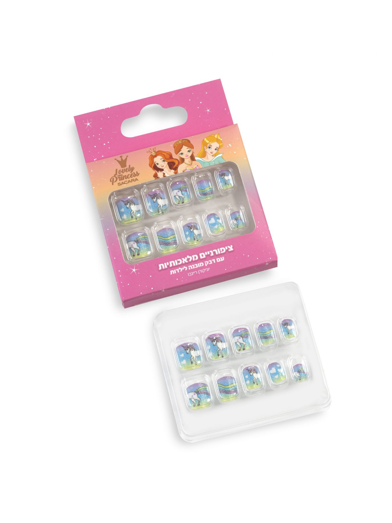 ציפורניים מלאכותיות לילדות - דגם יוניקורן