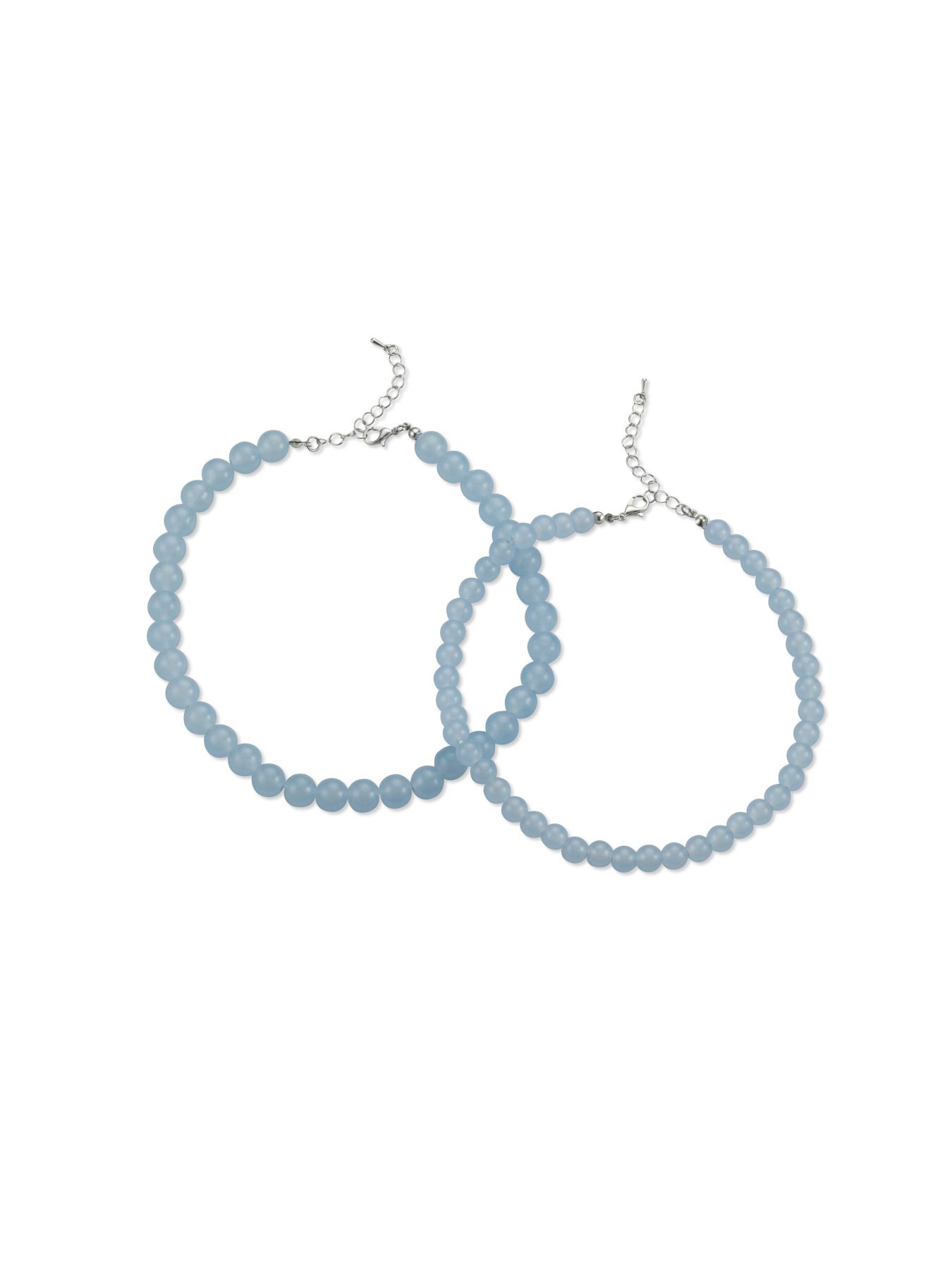 סט 2 שרשראות חרוזים תכלת