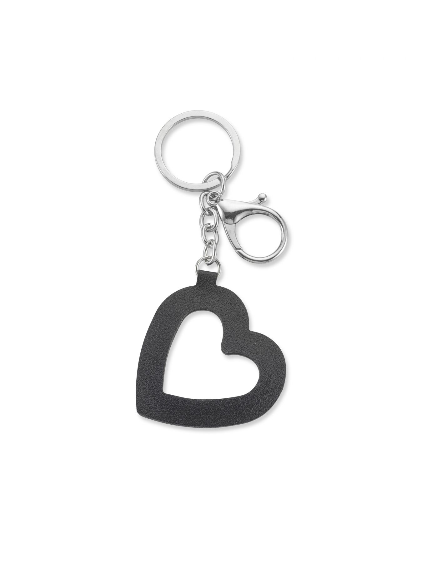 מחזיק מפתחות בצורת לב שחור דמוי עור