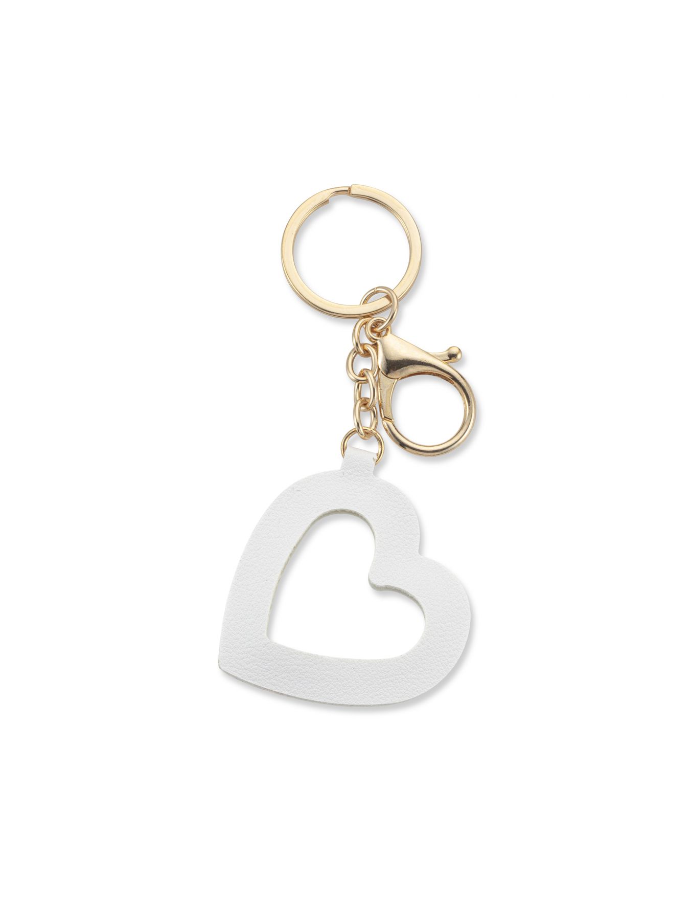 מחזיק מפתחות בצורת לב לבן דמוי עור