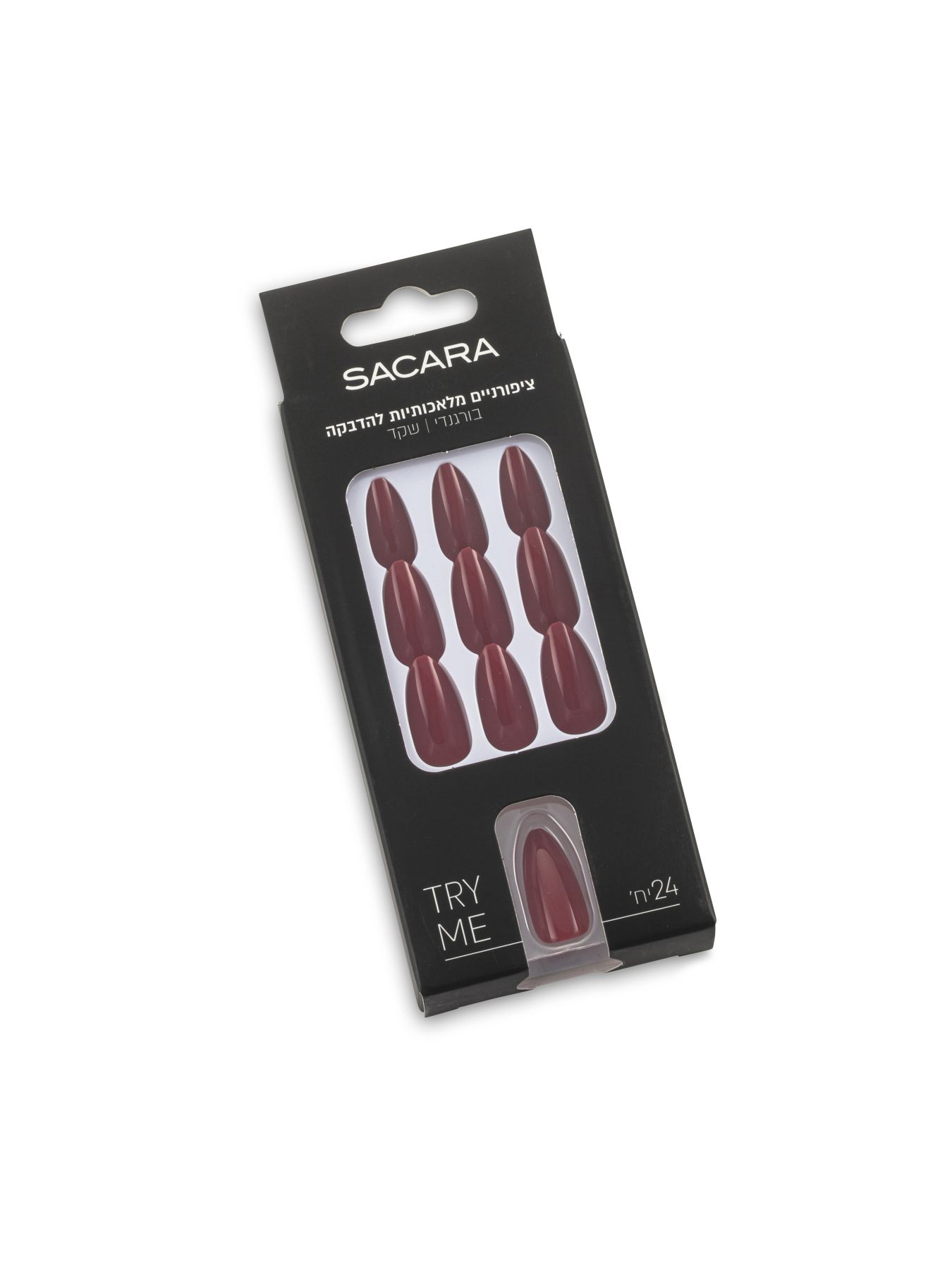 ציפורניים מלאכותיות - בורגנדי שקד